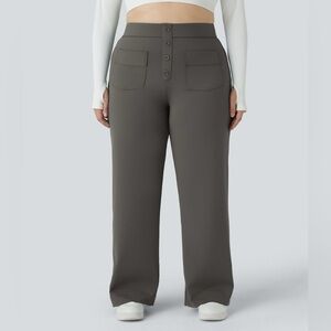 Halara Daystretch High Waisted Pockets Straight Leg Casual Pants XL New Grey